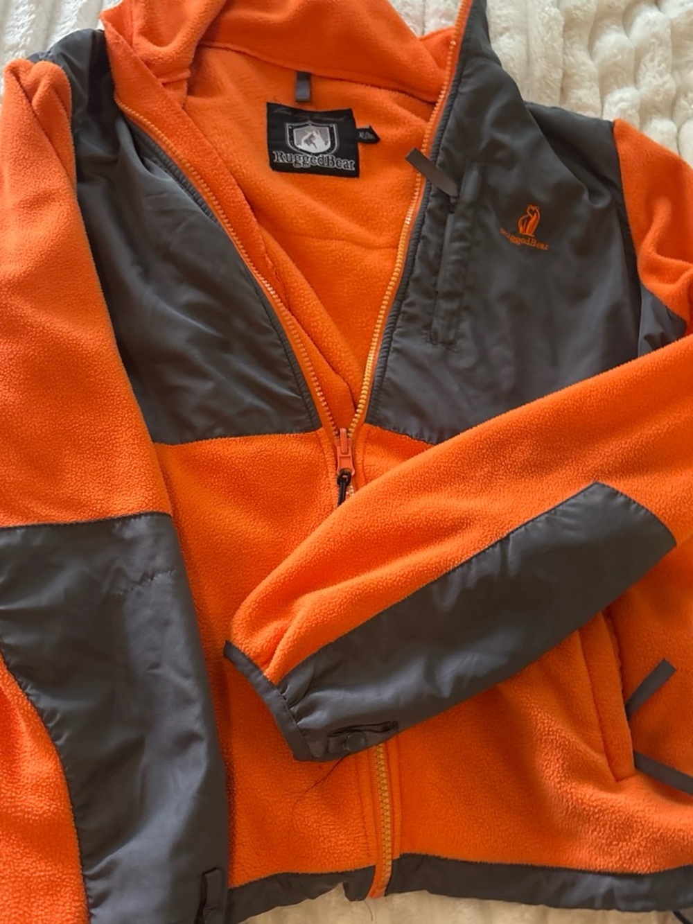 Orangish-Gray Puffer Fleece Jacket by